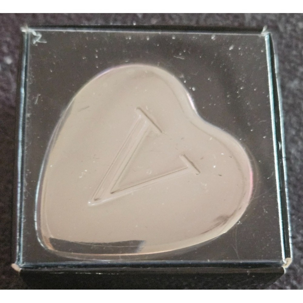 NEW Ganz Monogram "V"  Tiny Black Velvet Lined Lidded Silver Heart Trinket Box